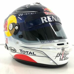 Autographed helmet of Sebastian Vettel, white marble